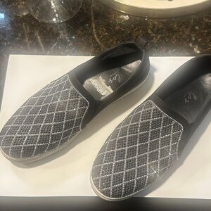 Black and Silver beaded Slip-On